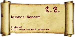 Kupecz Nanett névjegykártya